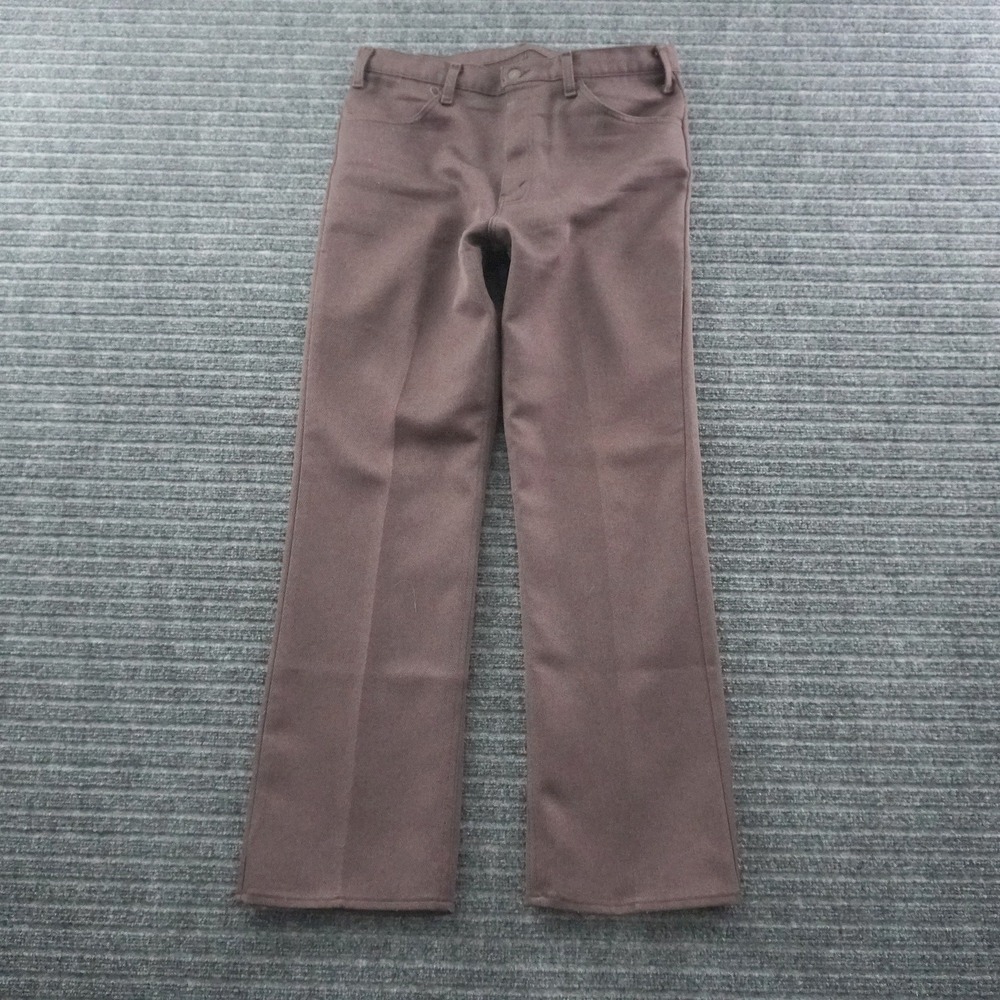 Vintage 70s Levi's Sta-Prest Trousers Mens 34 Brown Straight Leg Scovill Zip